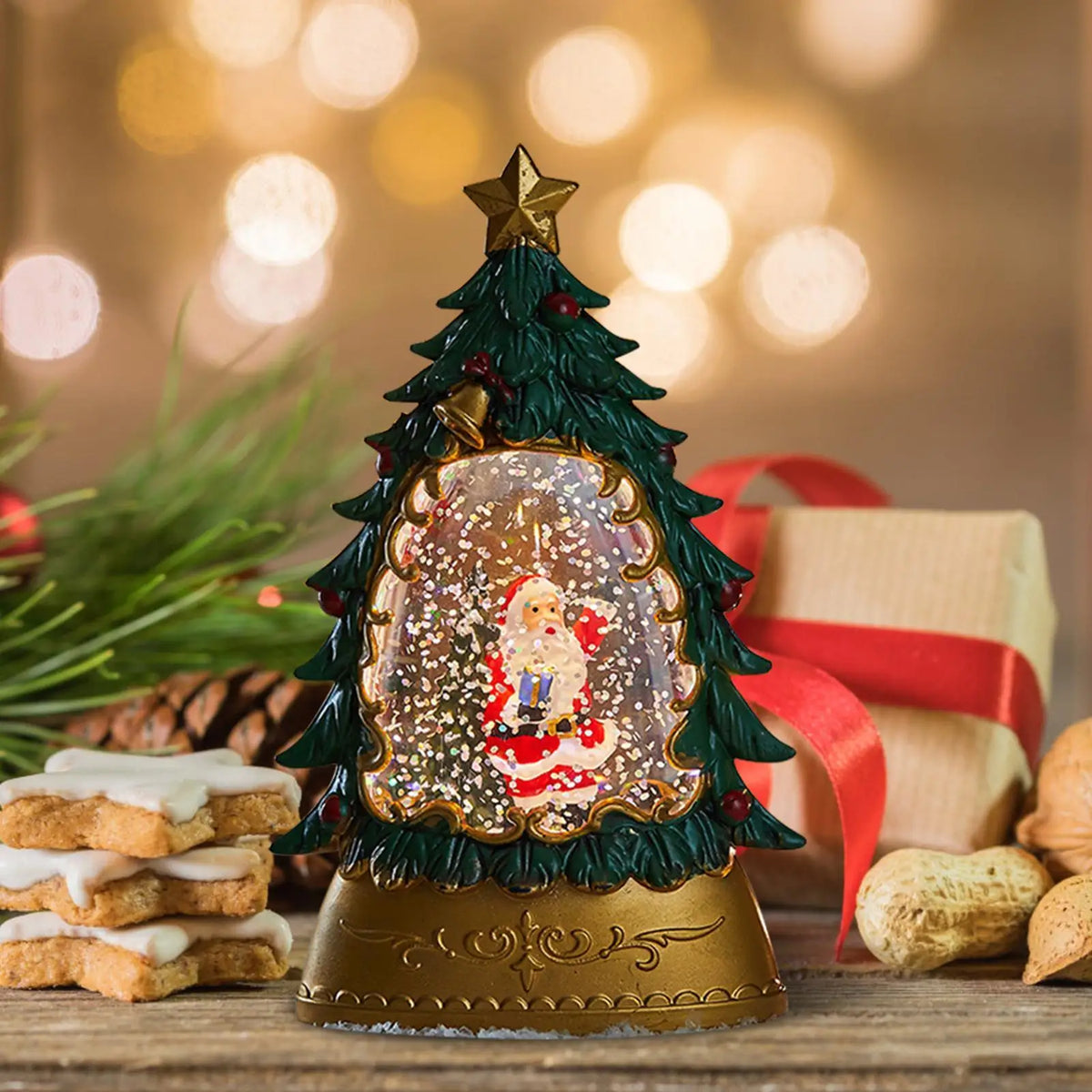 Battery-Operated Christmas Snow Globe Glowing Decoration Christmas Snow Globe Qme