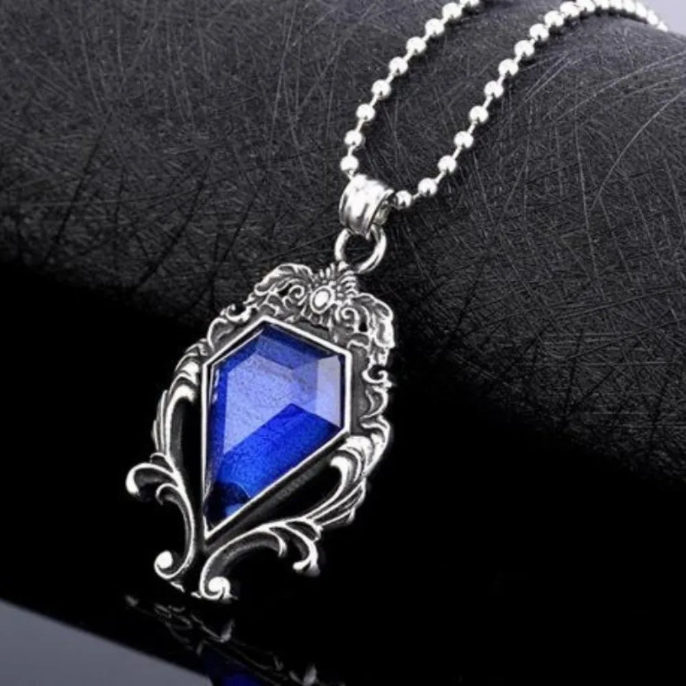 Sapphire & Obsidian Simulation Pendant Necklace | Women Pendant Necklace Qme