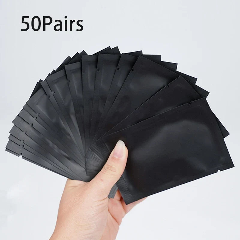 50 Pairs UV Black Hydrogel Eye Gel Pads for Lash Extensions Eyelash Extension Pads Qme 50PCS CN