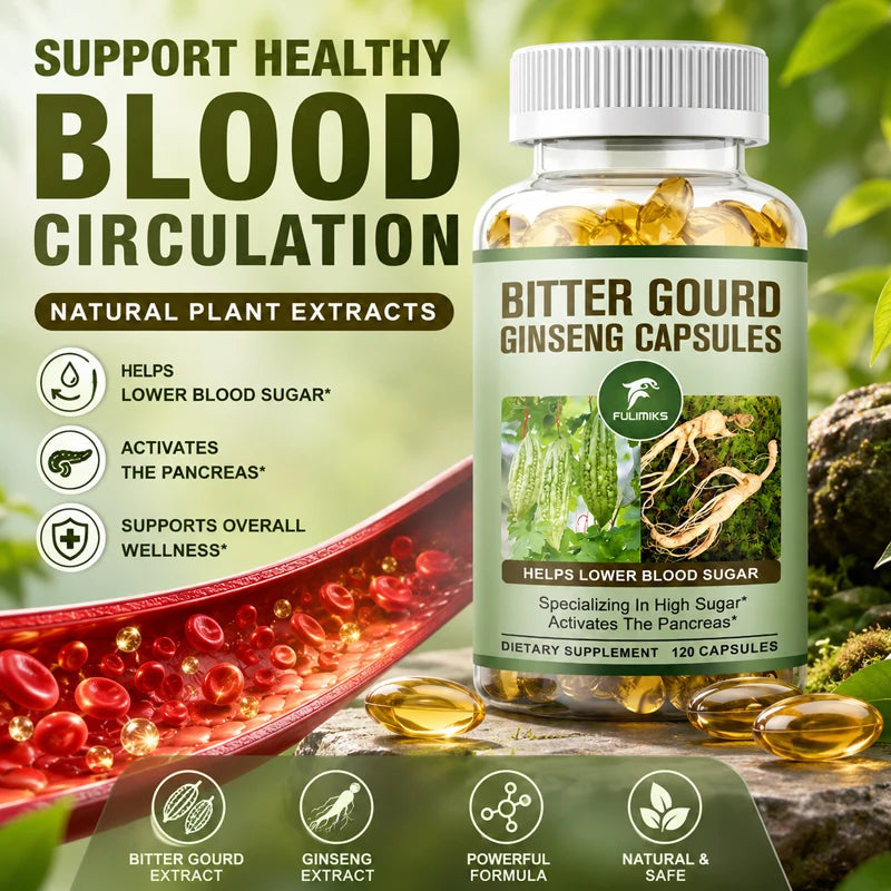 FULIMIKS Bitter Melon & Ginseng Capsules with Chromium 120ct Herbal Supplement Qst