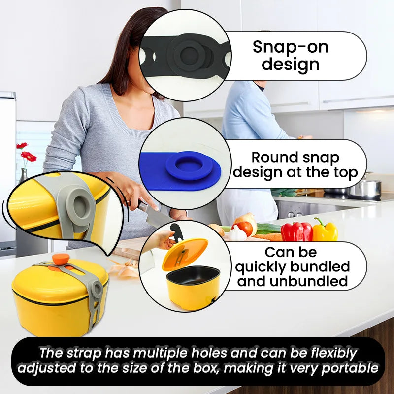 Reusable Silicone Lid Strap for Crockpot & Food Containers (2 Pack) Silicone Lid Strap Qme