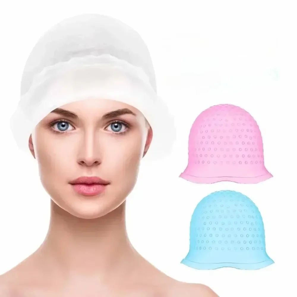 Professional Silicone Hair Dyeing Cap with Metal Hooks – 2 Pack Hair Dyeing Cap Qme