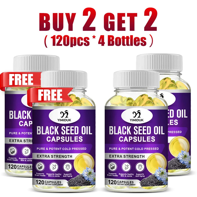 Yimiduk Black Seed Oil Capsules 120ct – GMP Certified, USA Black Seed Oil Supplement Qst 120pcs-4 Bottles