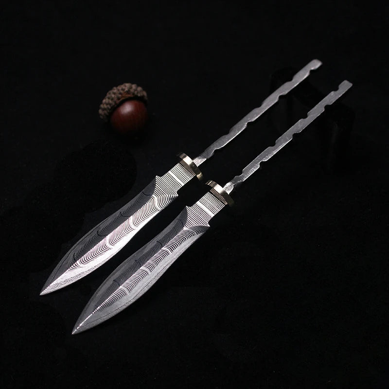 Damascus Steel Tea Knife Billet – DIY Puer Tea Cutter Blank Tea Knife Billet Qst