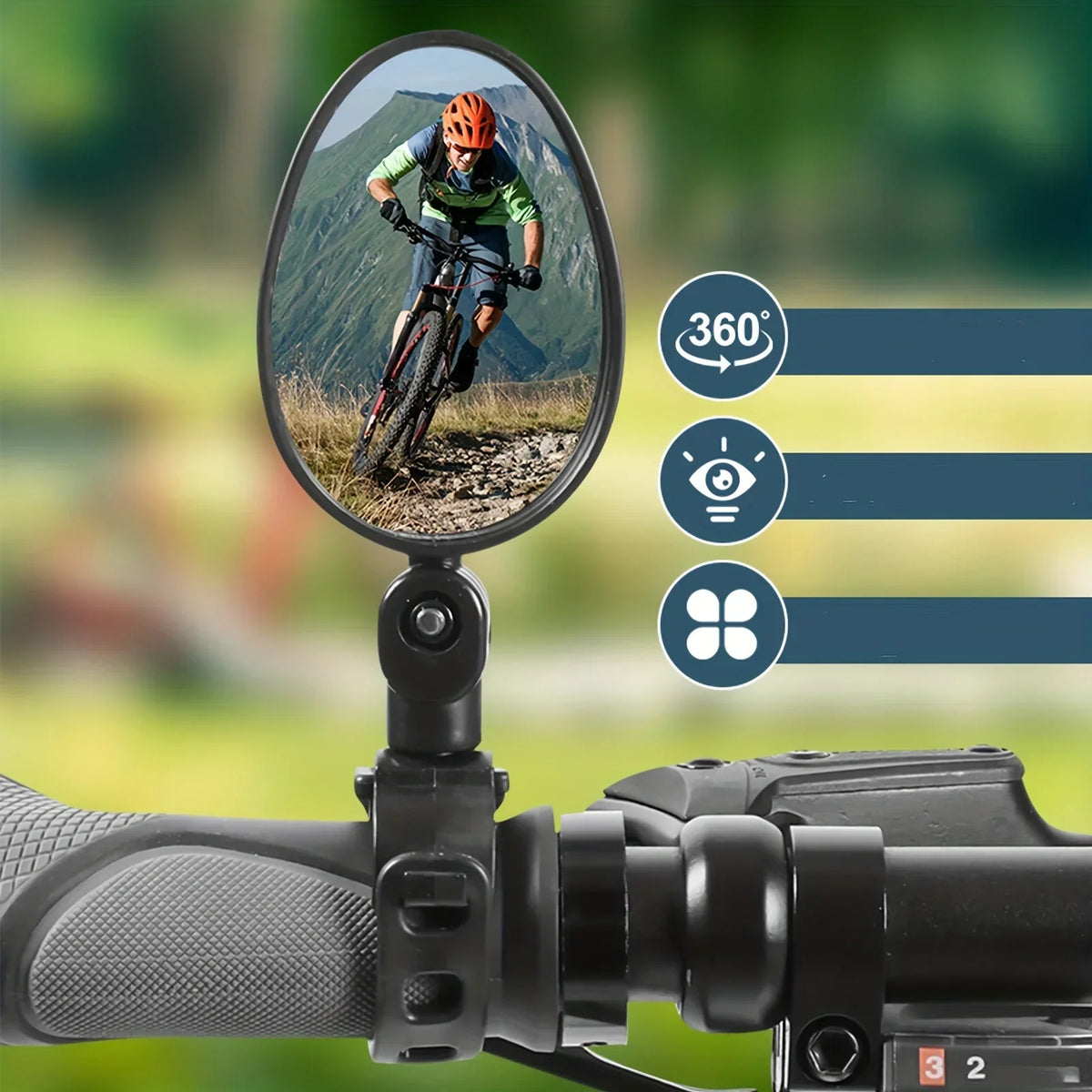 360° Adjustable Bike Handlebar Mirror – Wide Angle Rear View Bicycle Handlebar Mirror Qme