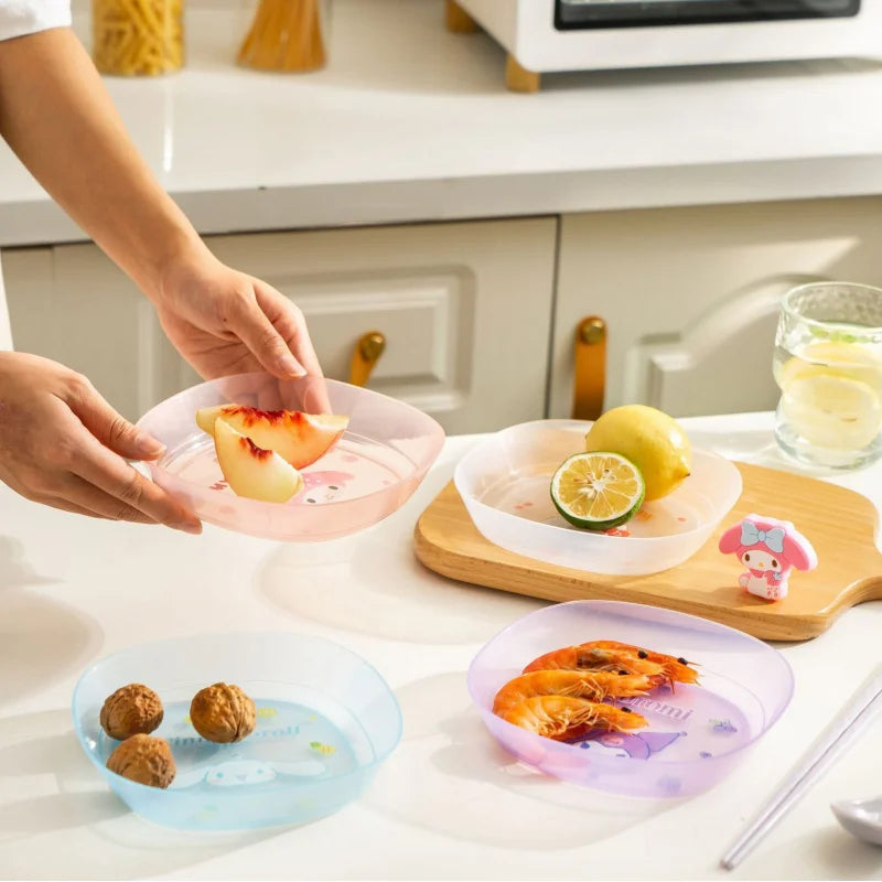 Hello Kitty Kuromi Bone-Shaped Snack Plates & Utensils Set Character Snack Plates Qme