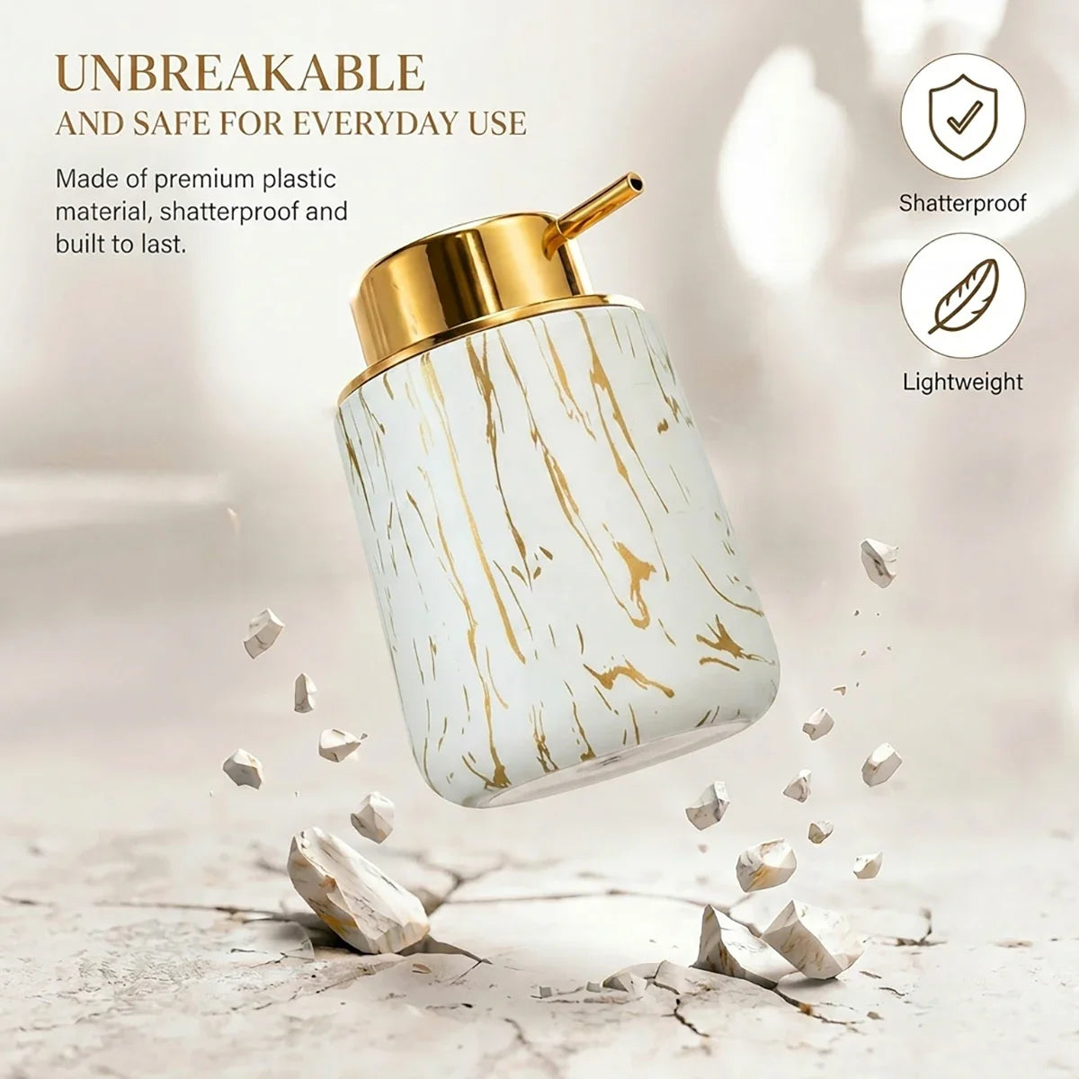 White Marble Foaming Soap Dispenser | Luxury Bathroom Accessory Foaming Soap Dispenser Qme