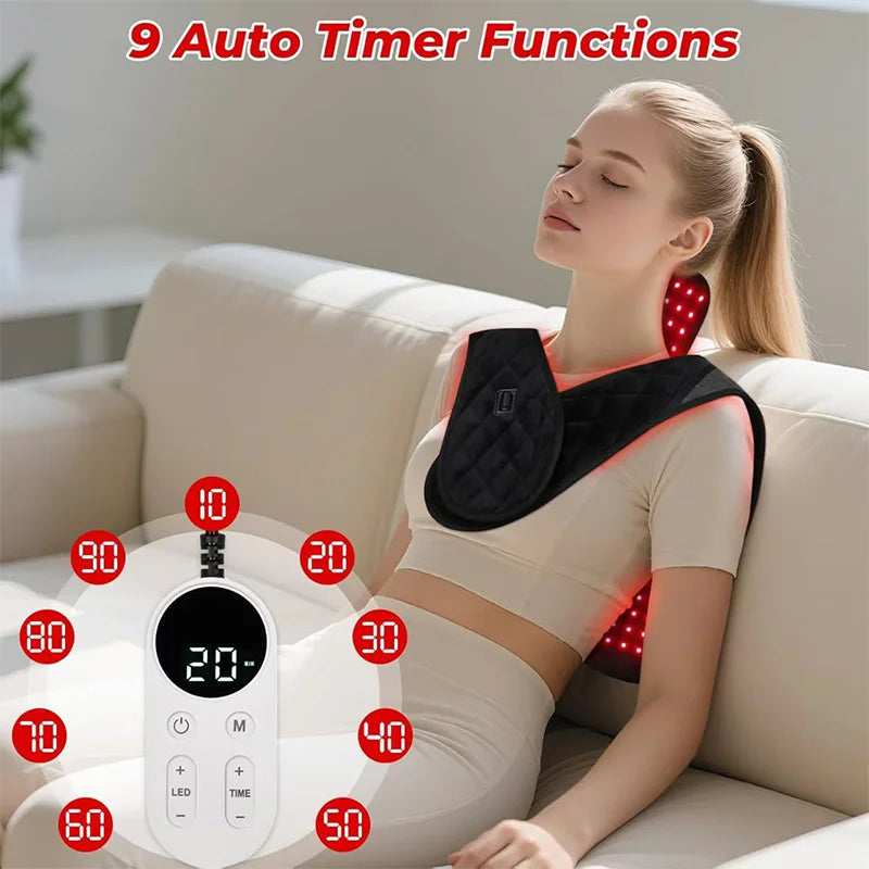 104 LED Red Light Therapy Wrap – Neck & Shoulder 660nm 850nm Light Therapy Wrap Qst