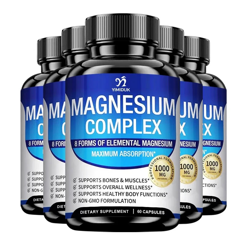 Yimiduk Magnesium Complex – Bone, Muscle & Heart Support Magnesium Supplement Qst 5 Bottles-60pcs