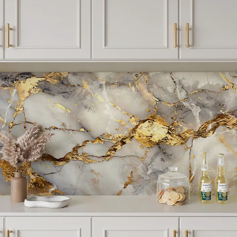 Marble Backsplash Decal – Waterproof Oil-Proof PVC Wall Sticker Kitchen Wall Decal Qme