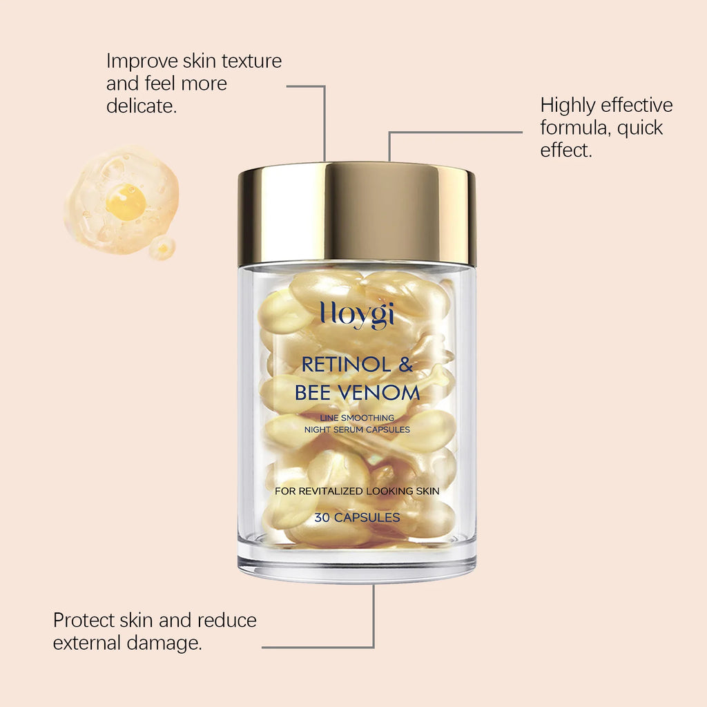 Hoygi Retinol & Bee Venom Face Serum Capsules – Firm & Hydrate Face Serum Capsules Qst