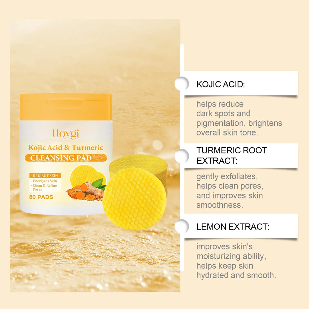 Turmeric Kojic Acid Exfoliating Facial Pads – 80 Pcs | Daily Exfoliating Facial Pads Qme