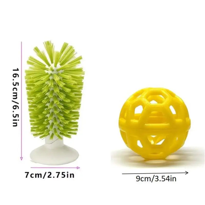 Turtle Shell Cleaning Brush & Feeding Ball – Tank Accessory Reptile Grooming Tool Qst