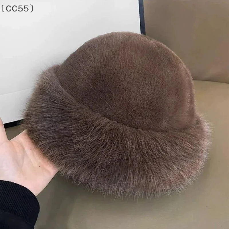 Women's Fluffy Plush Fur Hat – Warm Brimless Winter Cap Winter Plush Hat Qst