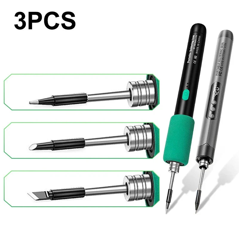 USB 5V Soldering Iron Replacement Tips – Silver 3-Pack Soldering Iron Tips Qme