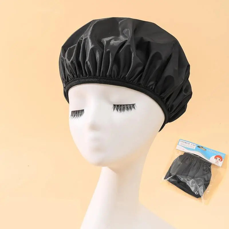 Triple-Layer Waterproof Shower Cap – Extra Large, Reusable Shower Cap Qst A2