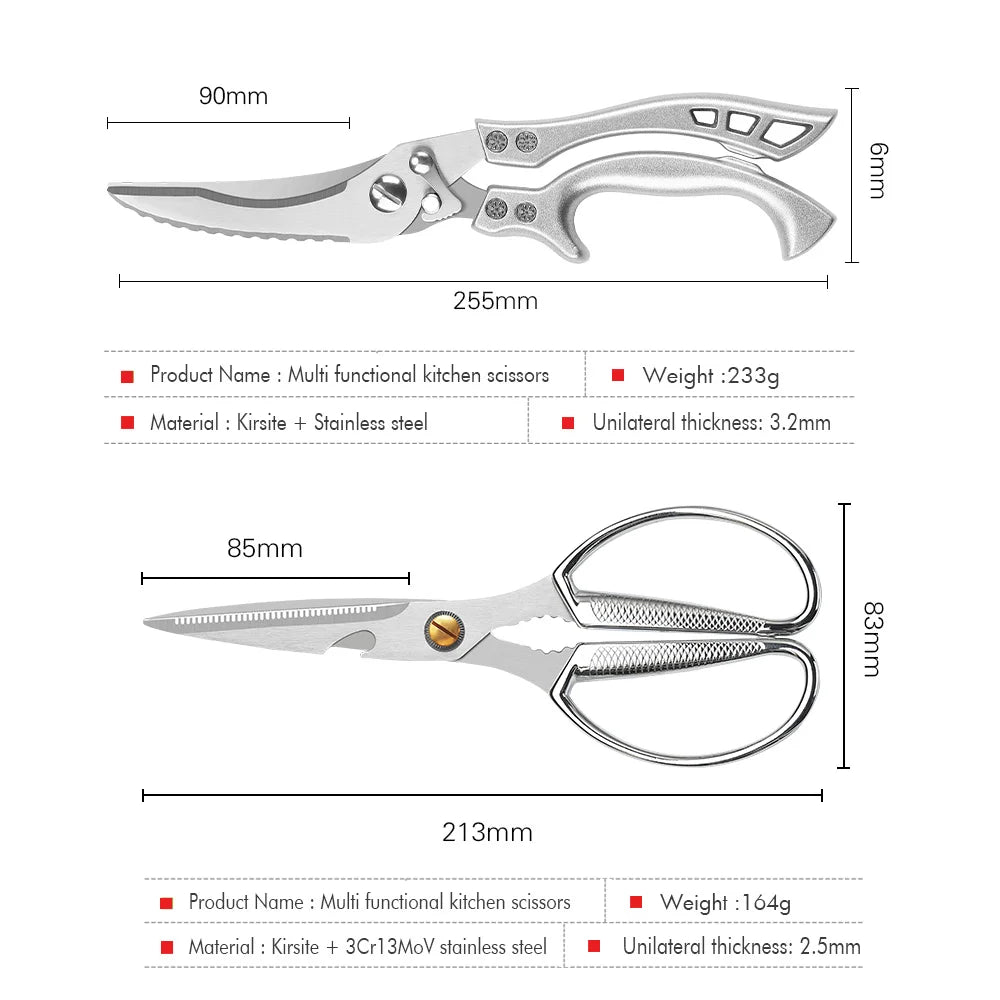 TURWHO Stainless Steel Kitchen Scissors – Multifunctional Shears Kitchen Scissors Qst