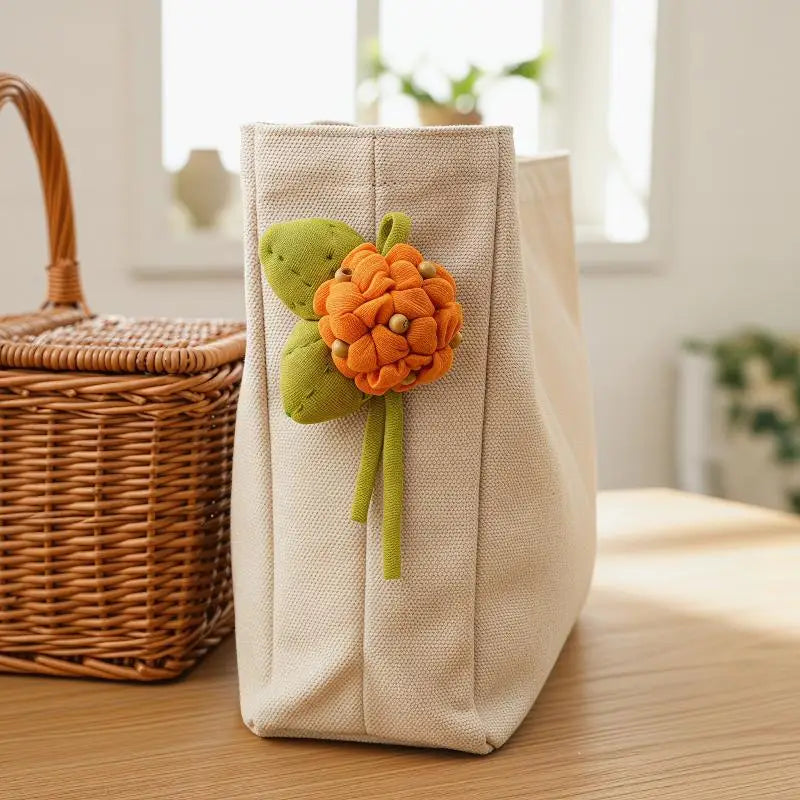 3D Hydrangea Brooch – Cotton Linen Floral Pin for Women Floral Brooch Pin Qst