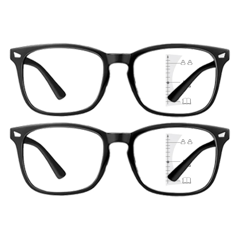 2-Pack Progressive Multifocal Reading Glasses +1.0–+3.0 | VOPHA Progressive Reading Glasses Qst 2pcs-Black +200