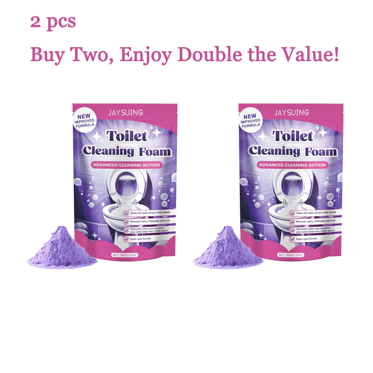 Jaysuing 100g Toilet Cleaner Powder – Descaling & Deodorizing Toilet Cleaner Powder Qst 2 pcs