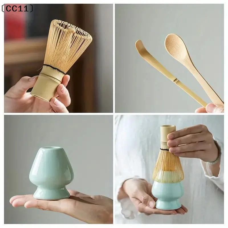 Japanese Matcha Tea Set – Bamboo Whisk, Teaspoon & Spoon Matcha Tea Set Qme