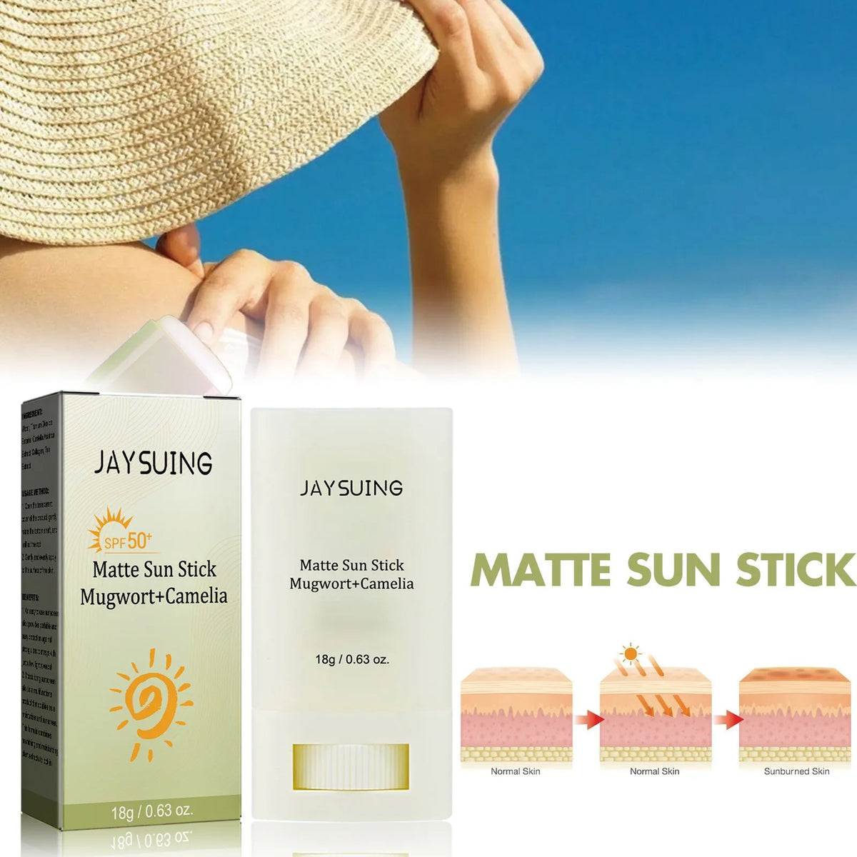 YOUNGCOME Matte Facial Sunscreen Stick 18g – Hydrating Sunblock Facial Sunscreen Stick Qst