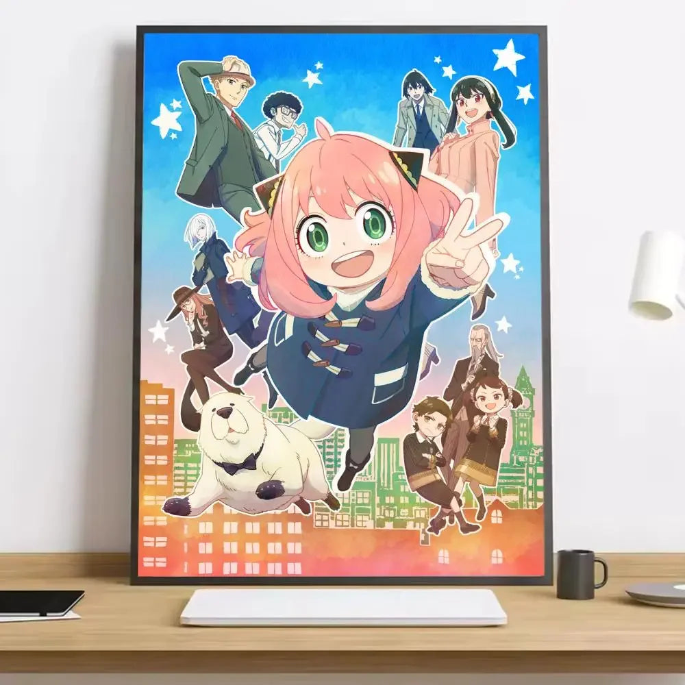 Spy x Family Anya HD Canvas Poster – Anime Wall Art Decor Anime Canvas Poster Qst Black3 20x30cm Unframed