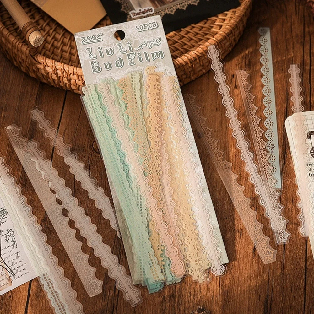 Lace Stickers for Scrapbooking, Junk Journal & Collage Decor Decorative Craft Stickers Qme