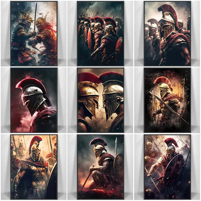 Spartan Warrior Helmet Canvas Wall Art Print | Home Decor Canvas Wall Art Qst