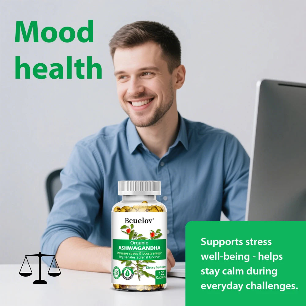 Organic Ashwagandha Capsules – Mood, Focus & Sleep Support Herbal Supplement Qst