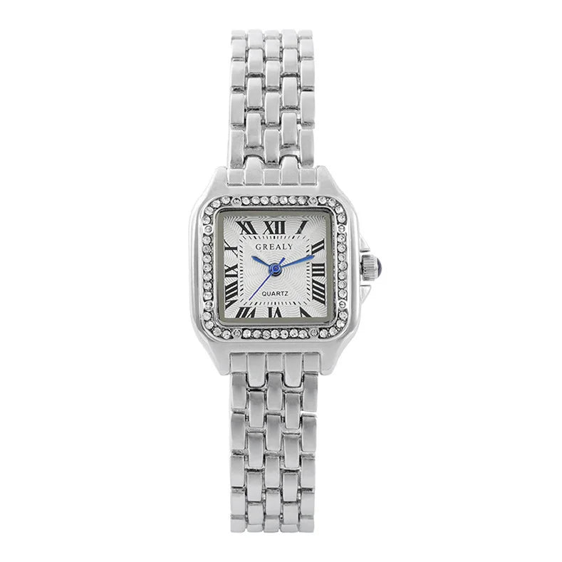 Ladies' Square Diamond Quartz Watch | Steel Belt, 4 Colors Women's Fashion Watch Qme 1