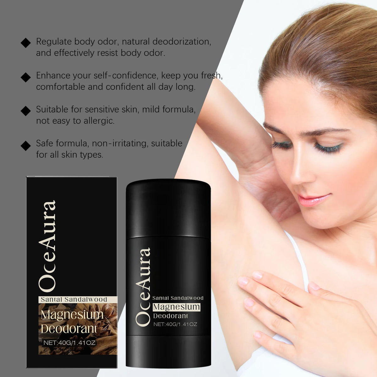 Santal Sandalwood Solid Deodorant Balm – Alcohol-Free Unisex Solid Deodorant Balm Qst