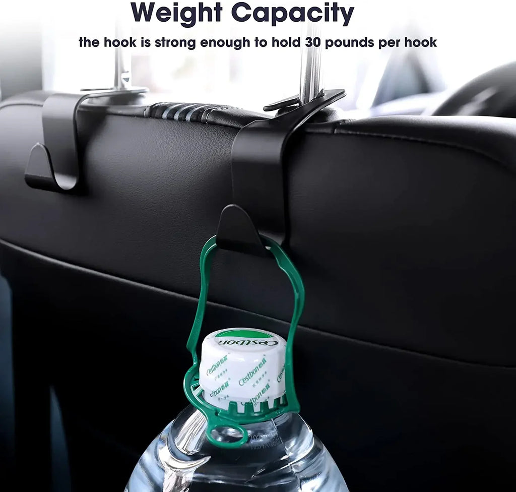 Car Headrest Hooks – Seat Back Bag Clips & Organizer 4-Pack Car Seat Organizer Qme