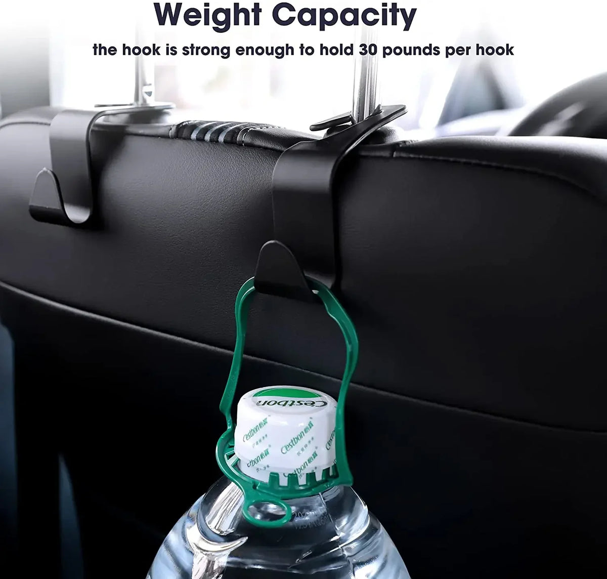 Car Headrest Hooks – Seat Back Bag Clips & Organizer 4-Pack Car Seat Organizer Qme