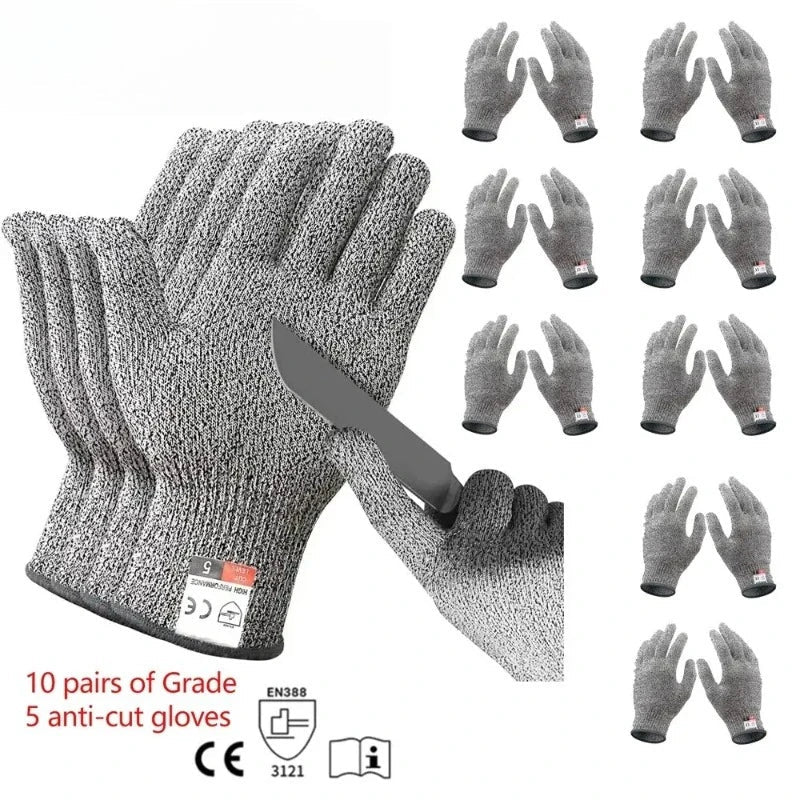 3-Pack Cut Resistant Gloves Food Grade Level 5 Safety Cut Resistant Gloves Qme