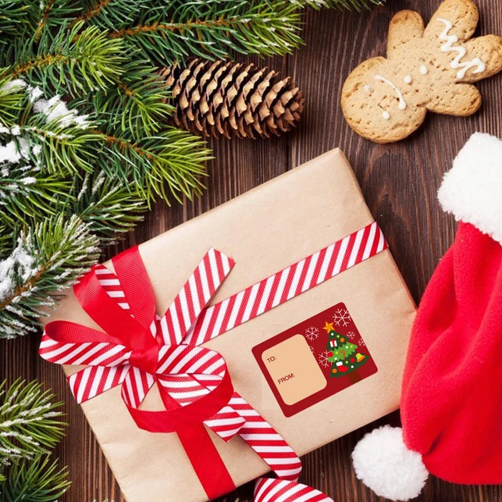 Christmas Roll Label Stickers 500pcs – Festive Self-Adhesive Holiday Label Stickers Qme