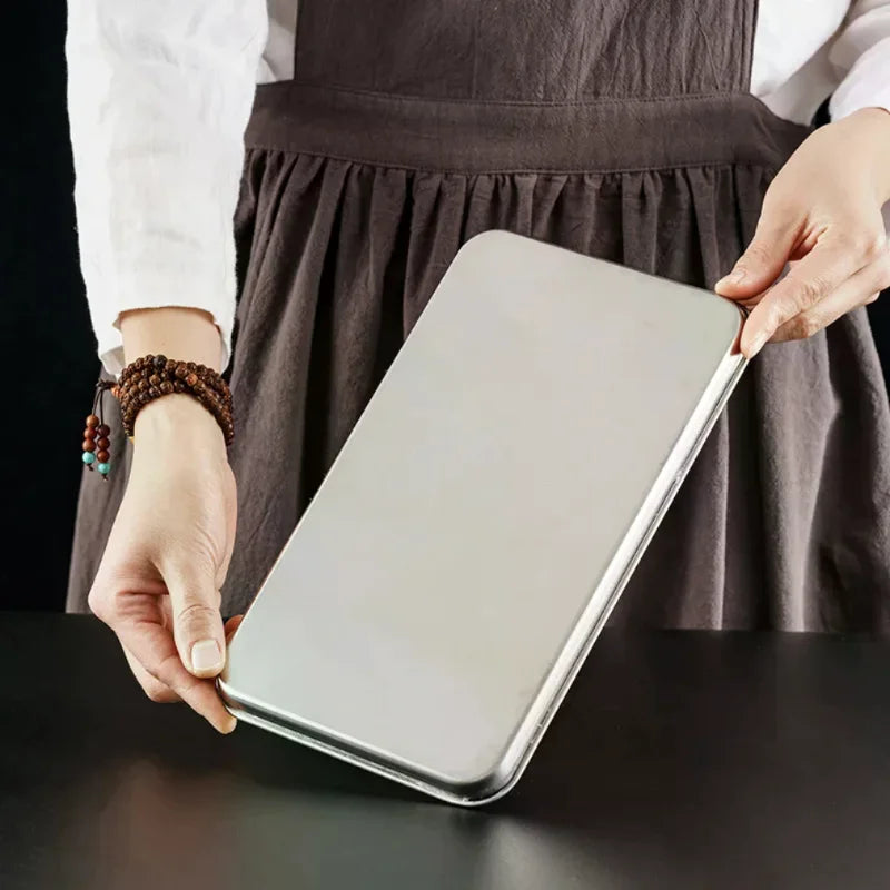 Rectangle Stainless Steel Serving Tray | Buffet & Food Presentation Food Serving Tray Qme