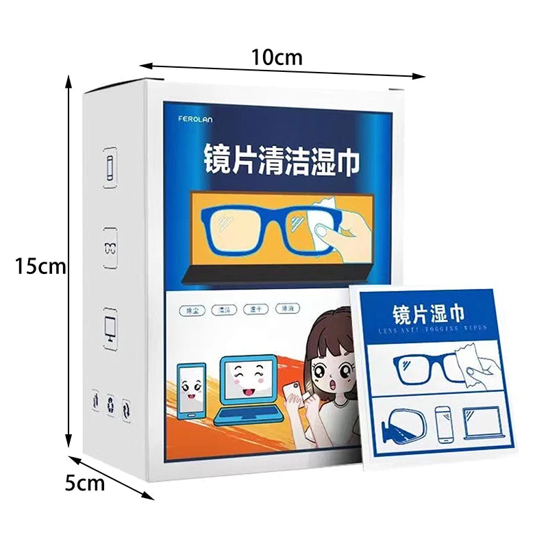 100pcs Disposable Lens Wipes – Anti-Fog Eyeglass Cloths Lens Cleaning Wipes Qst A