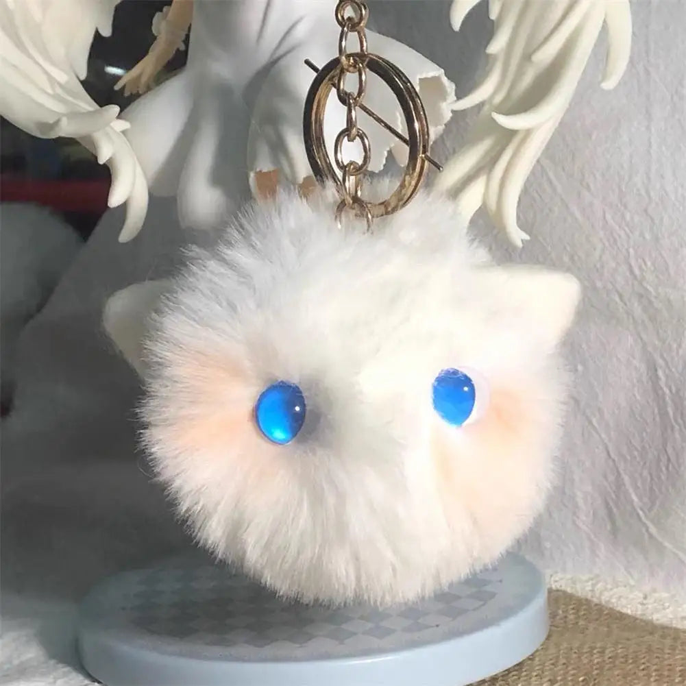 Kawaii Plush Cat Keychain – Cute Kitten Cartoon Keyring Plush Keychain Qme