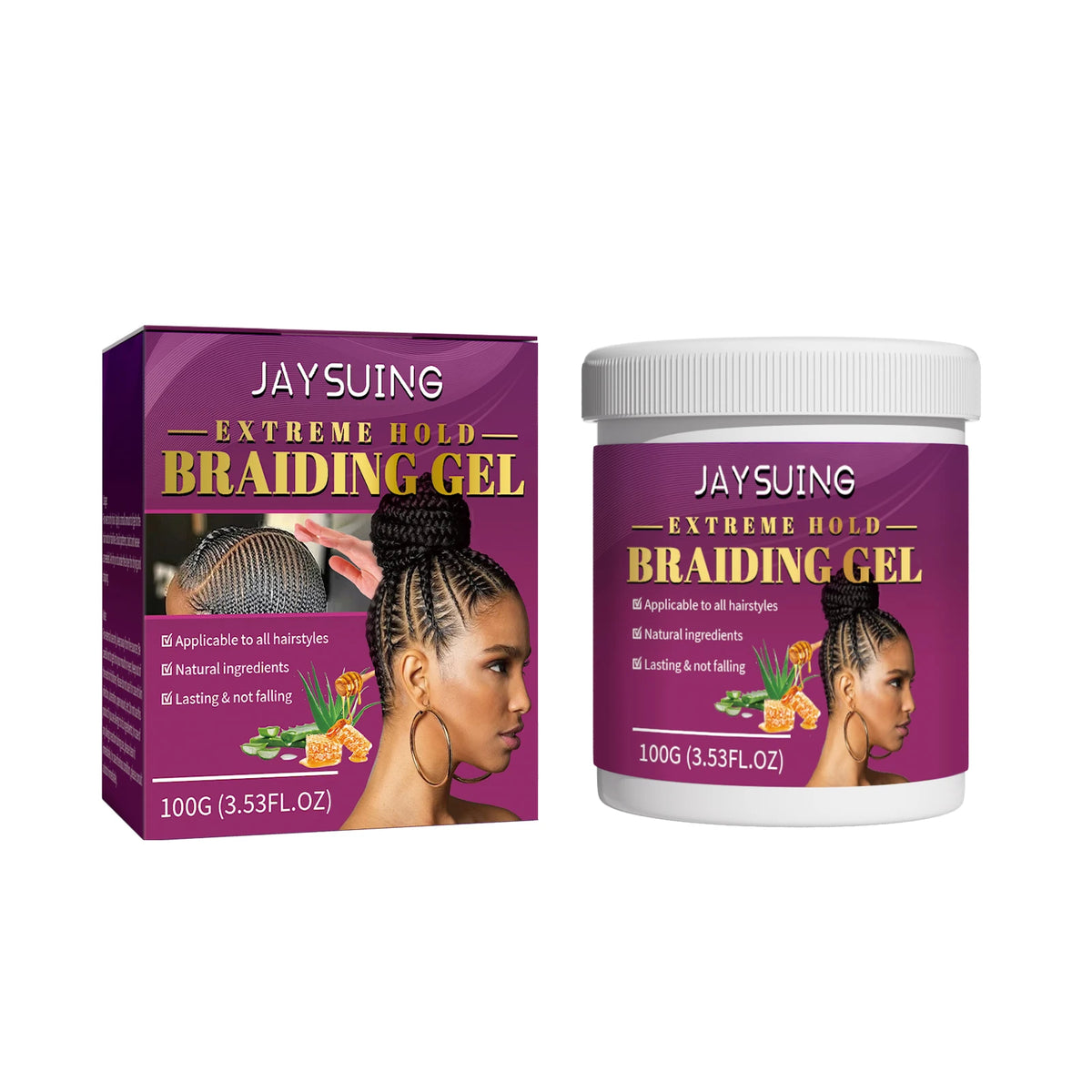 Jaysuing Extreme Hold Braiding Gel – Edge Control & Anti-Frizz Hair Styling Gel Qst