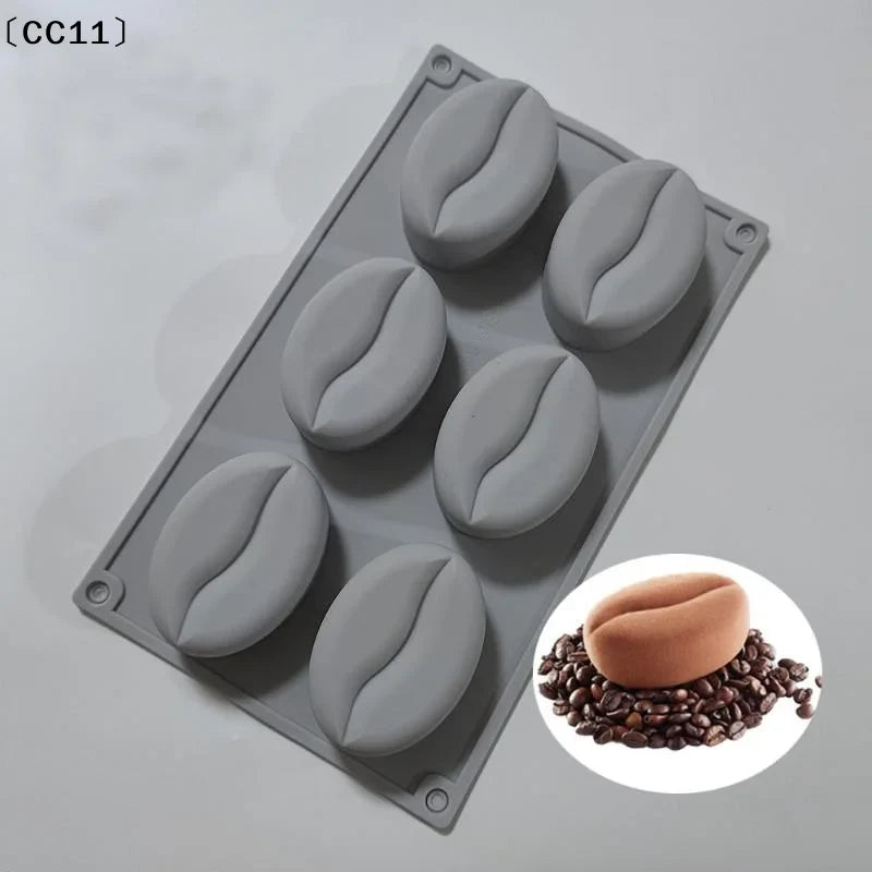 28-Cavity Coffee Bean Silicone Mold for Mousse & Pastry Silicone Baking Mold Qme