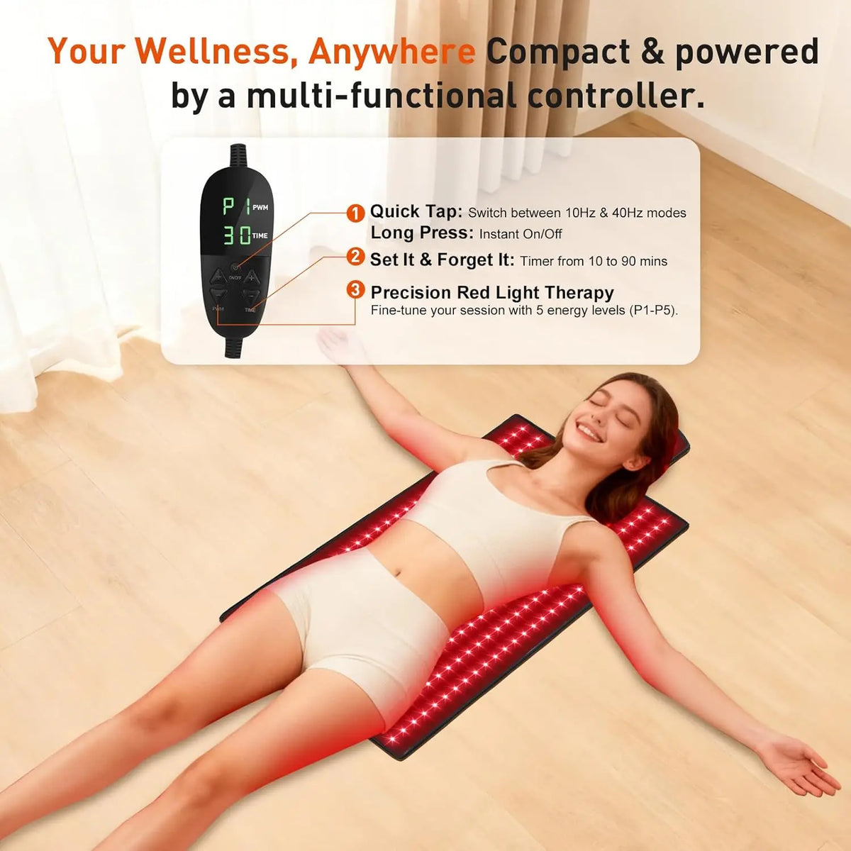 ZONGKUNG 325 LED Red Light Therapy Mat 660nm 850nm Large Pad Red Light Therapy Mat Qst