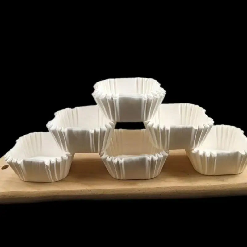 100 Square Oil-Proof Paper Cup Liners – Medium Baking Tray Holders Baking Cup Liners Qme 100pcs 45mm White
