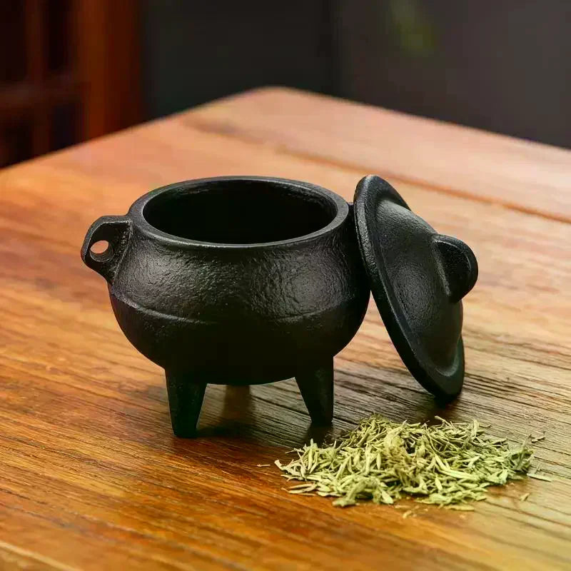 Mini Cast Iron Incense Holder & Sage Smudge Pot Burner Incense Burner Qme
