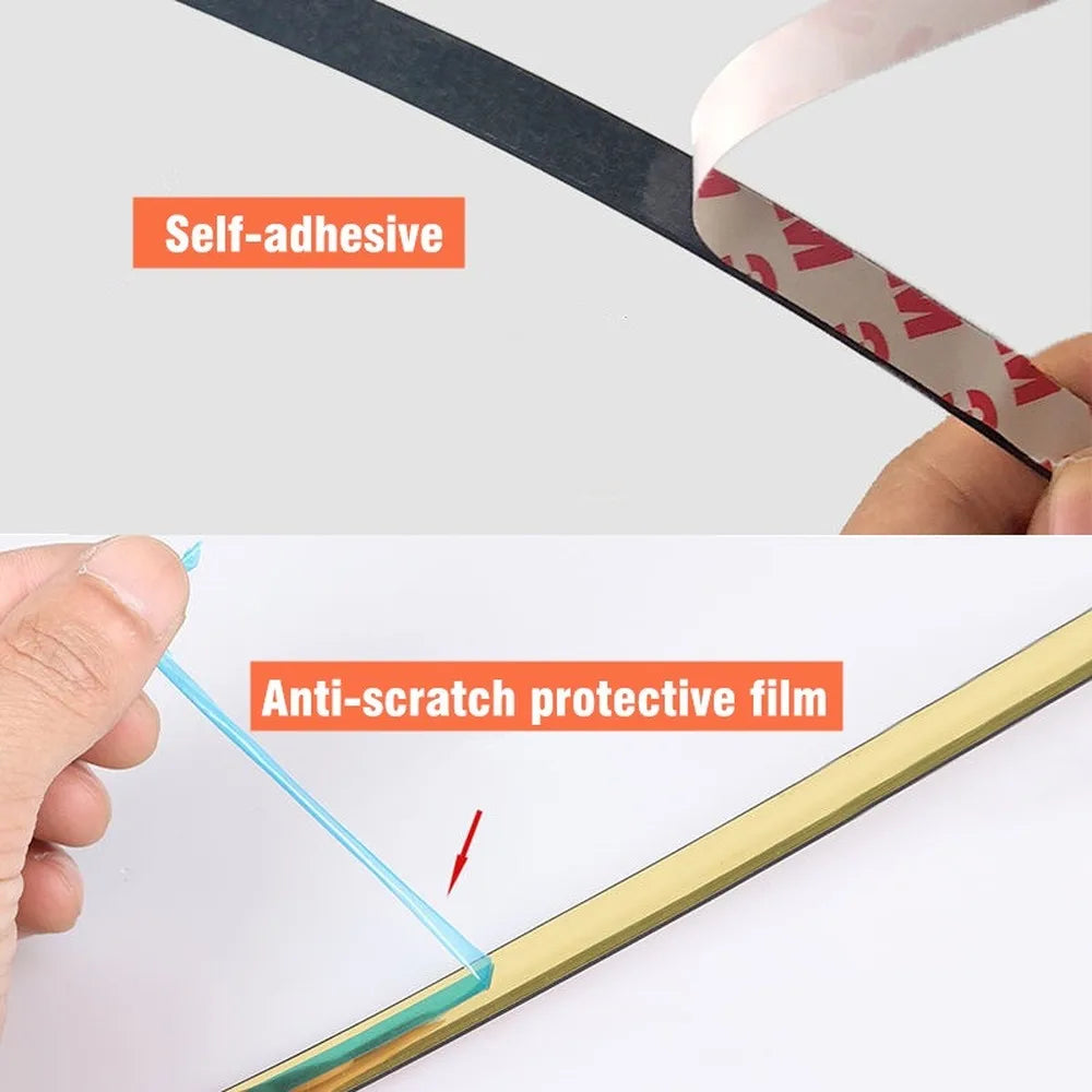 5M Gold PVC Self-Adhesive Waterproof Tape – Wall & Ceiling Trim Decorative Trim Tape Qme