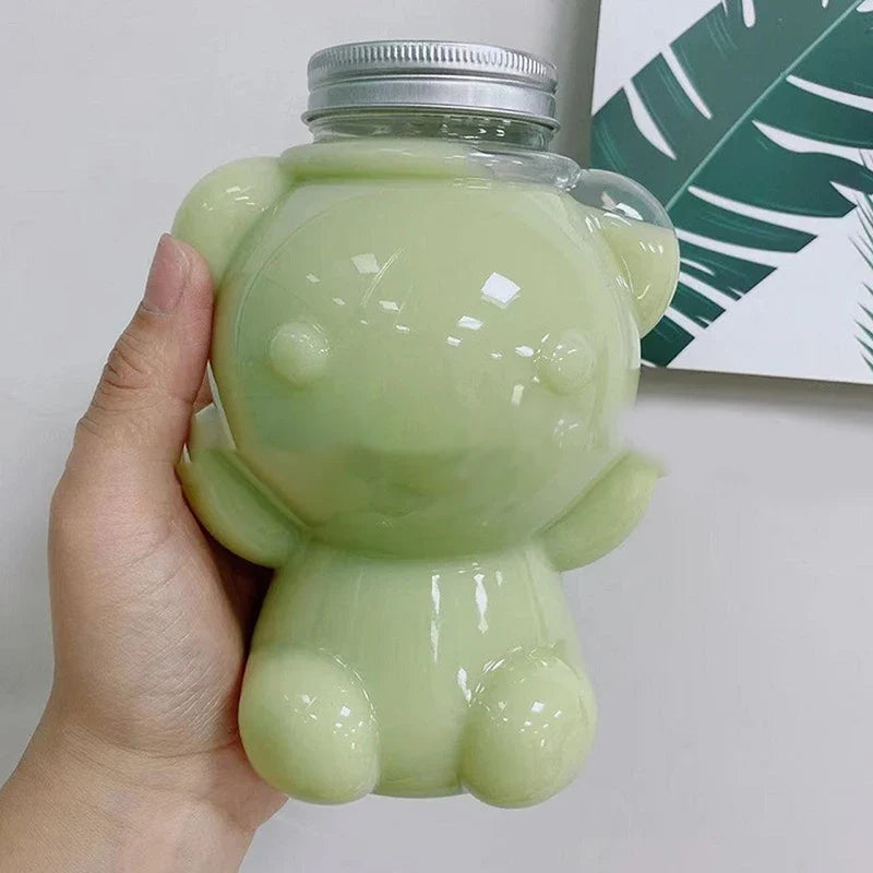 Bear Sealed Plastic Cup – BPA-Free Transparent Juice Bottle Sealed Plastic Cup Qme