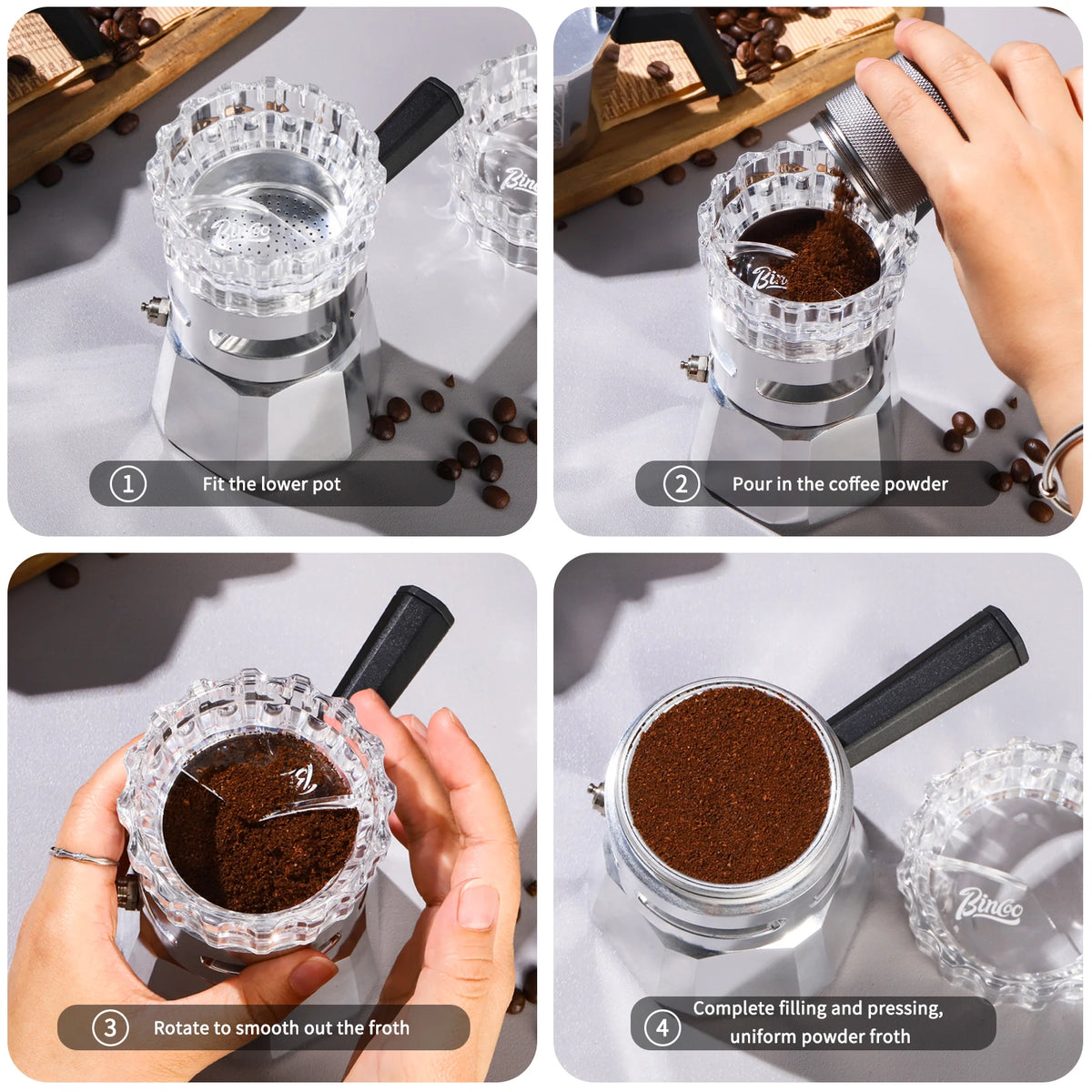 Bincoo Crown Gear Coffee Distributor Leveler Tamper Tool Coffee Distributor Qst