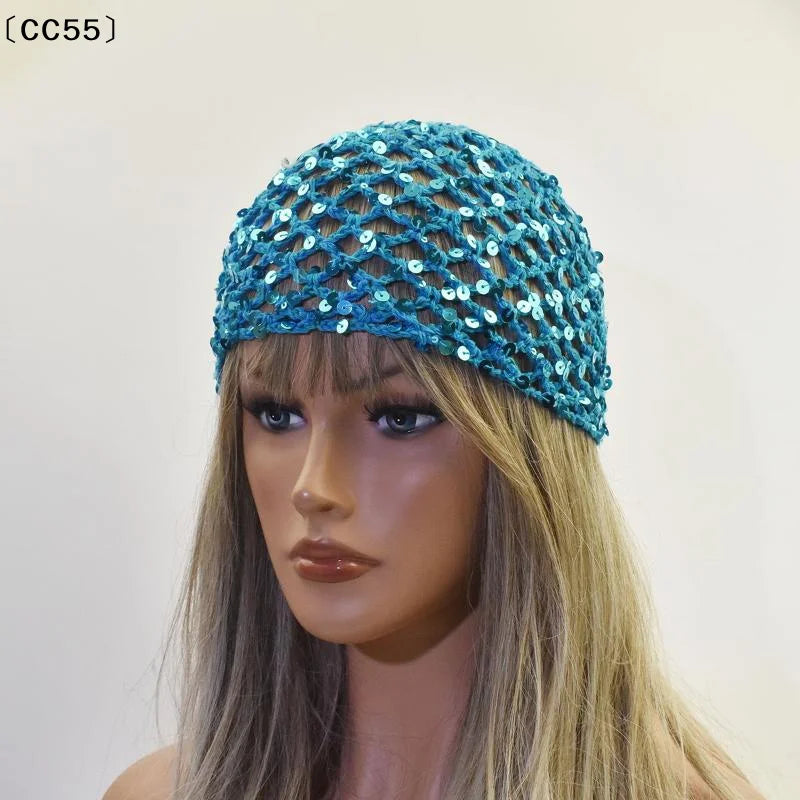 Women's Y2K Sequin Knitted Bucket Hat – Hollow Crochet Style Knitted Bucket Hat Qst