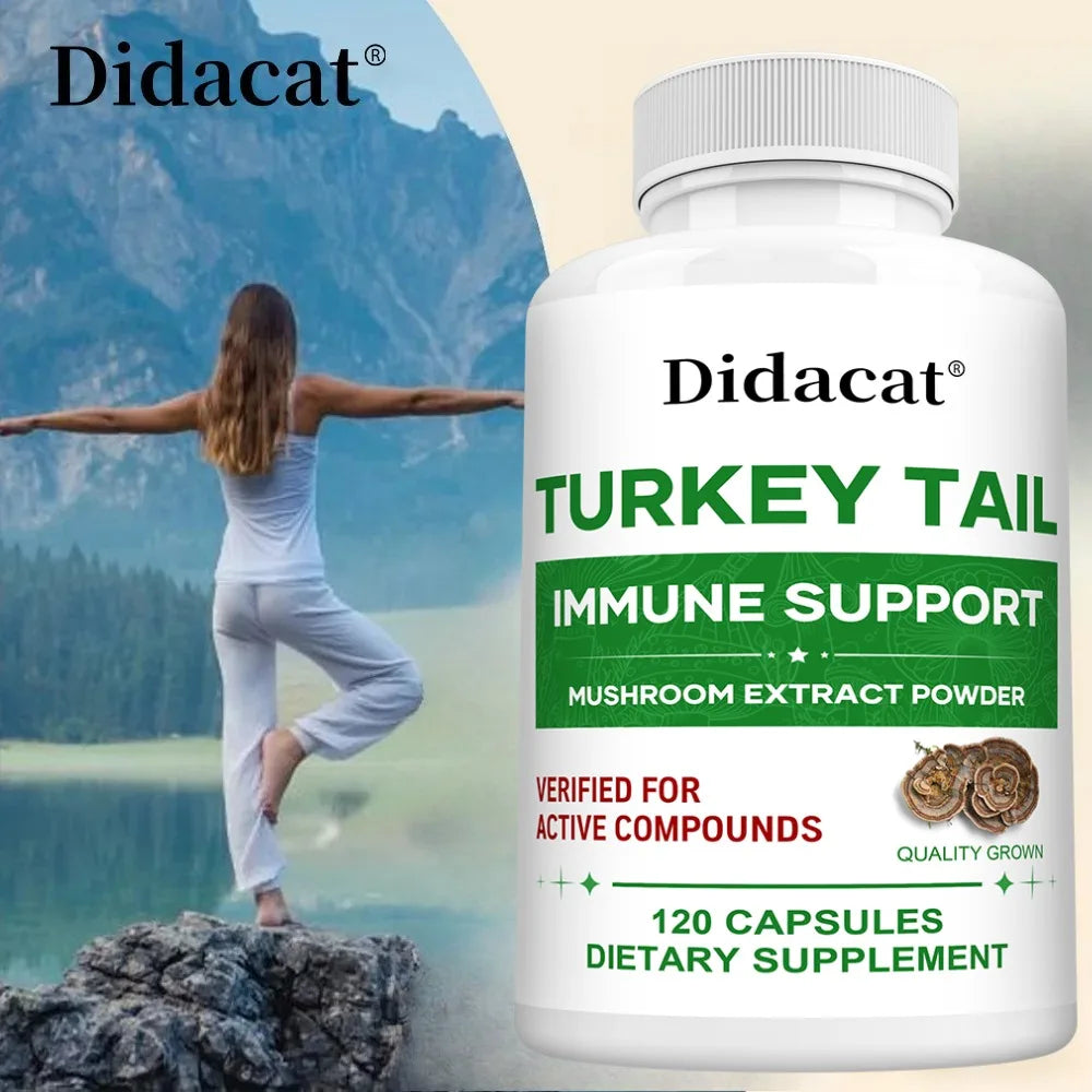 Turkey Tail Mushroom Supplement – Vegan, Non-GMO, 120 Caps Mushroom Supplement Qst