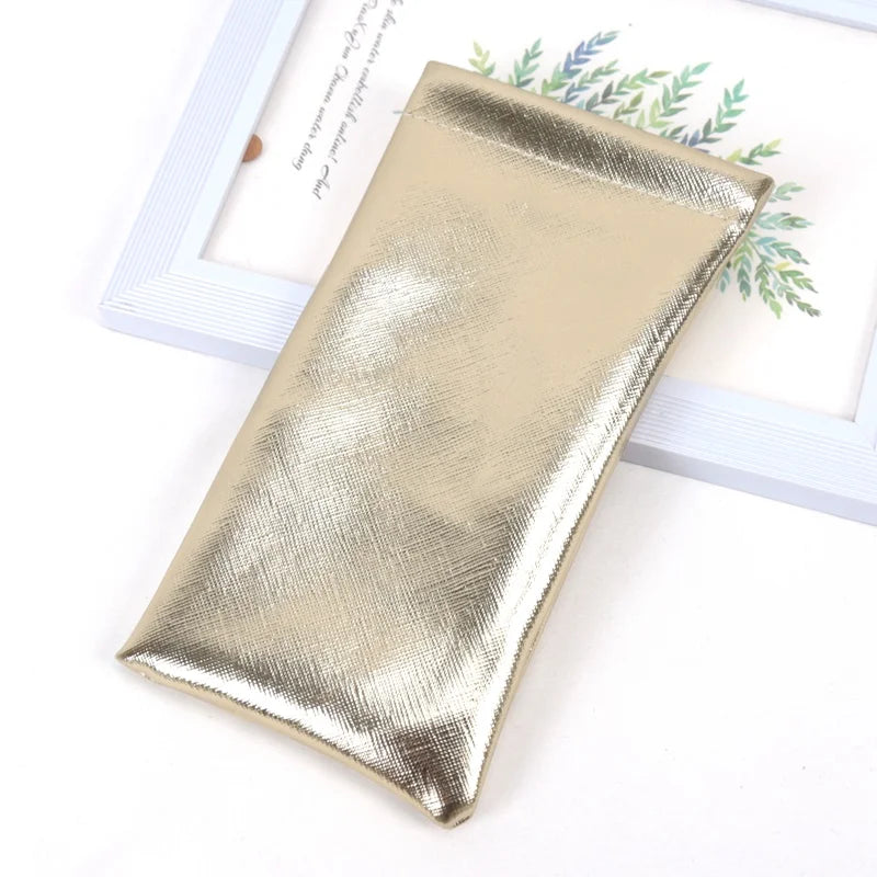 Soft PU Leather Sunglasses Pouch – Women's Travel Case Sunglasses Travel Pouch Qme Gold